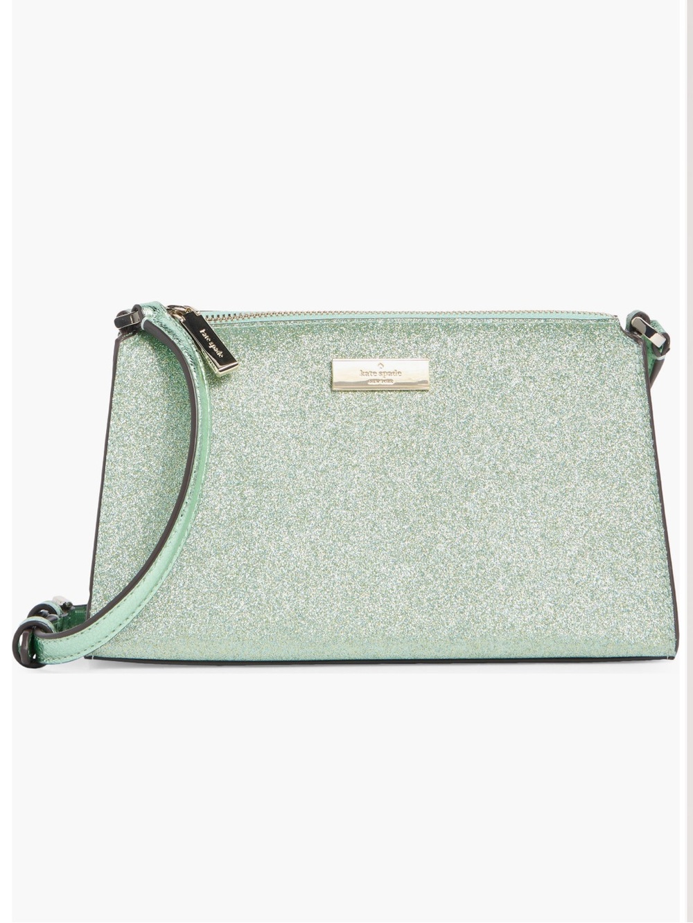 $279 Kate Spade ♠️ Kenzie Glitter Mini Crossbody Bag in Seawater Green NWT